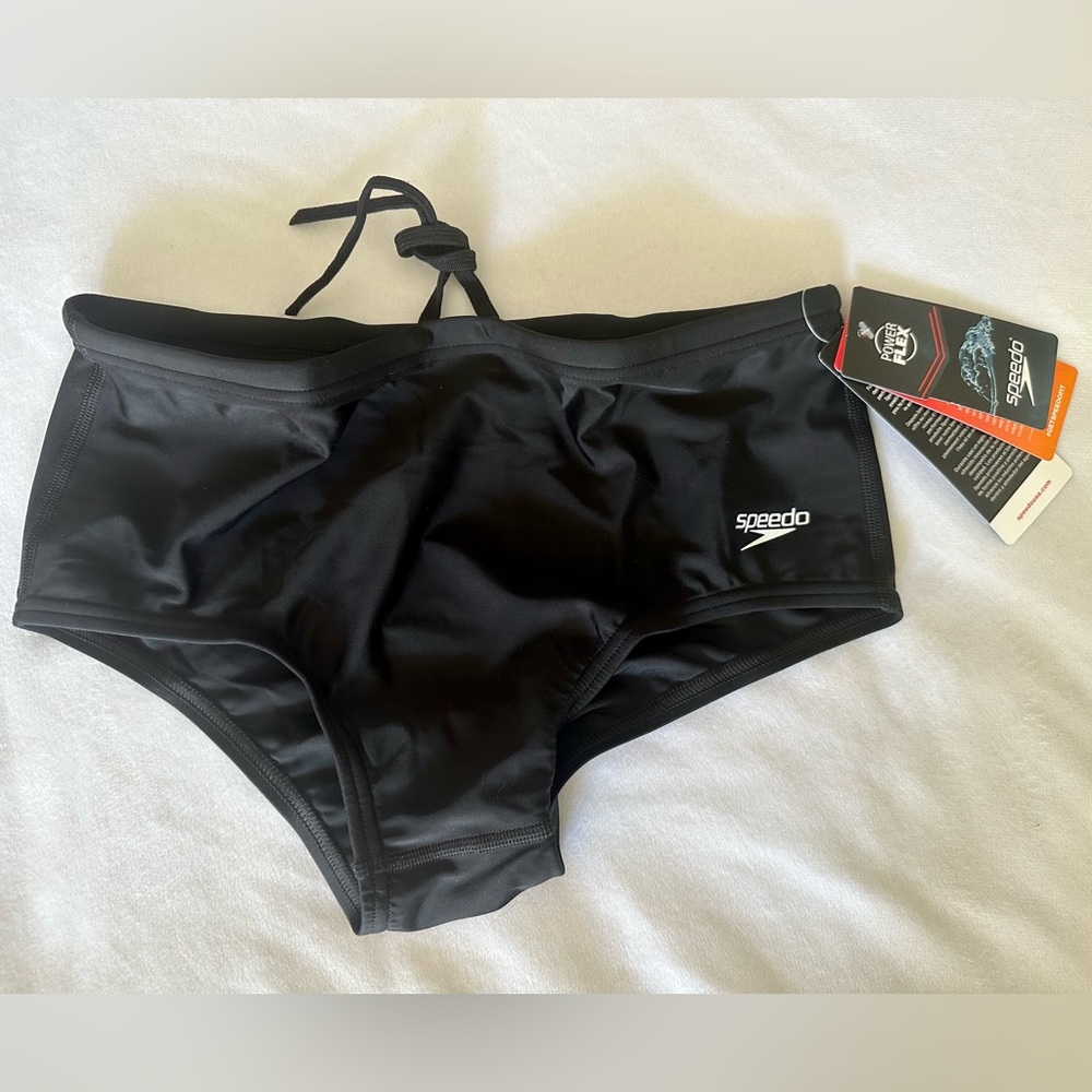 SPEEDO Power Flex Swimsuit Brief Black size 32 Men. Nylon/Highclo Spandex